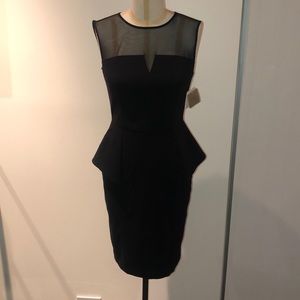 Aidan Blk Dress with Blk Illusion neckline